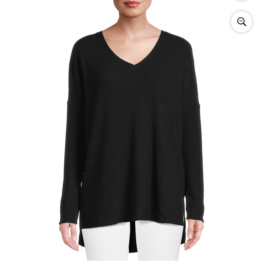 Time and Tru Women’s Black Ribbed Tunic Top size Large